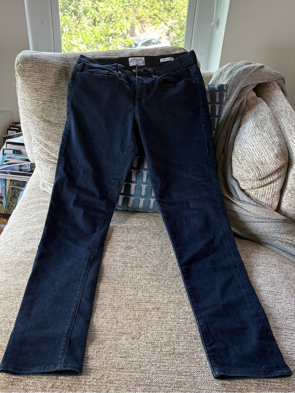 Frame Denim Straight-Leg Jeans - Dark Blue